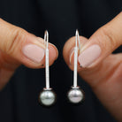 Tahitian Pearl Dangle Earrings with Moissanite Stones Tahitian pearl - ( AAA ) - Quality - Rosec Jewels