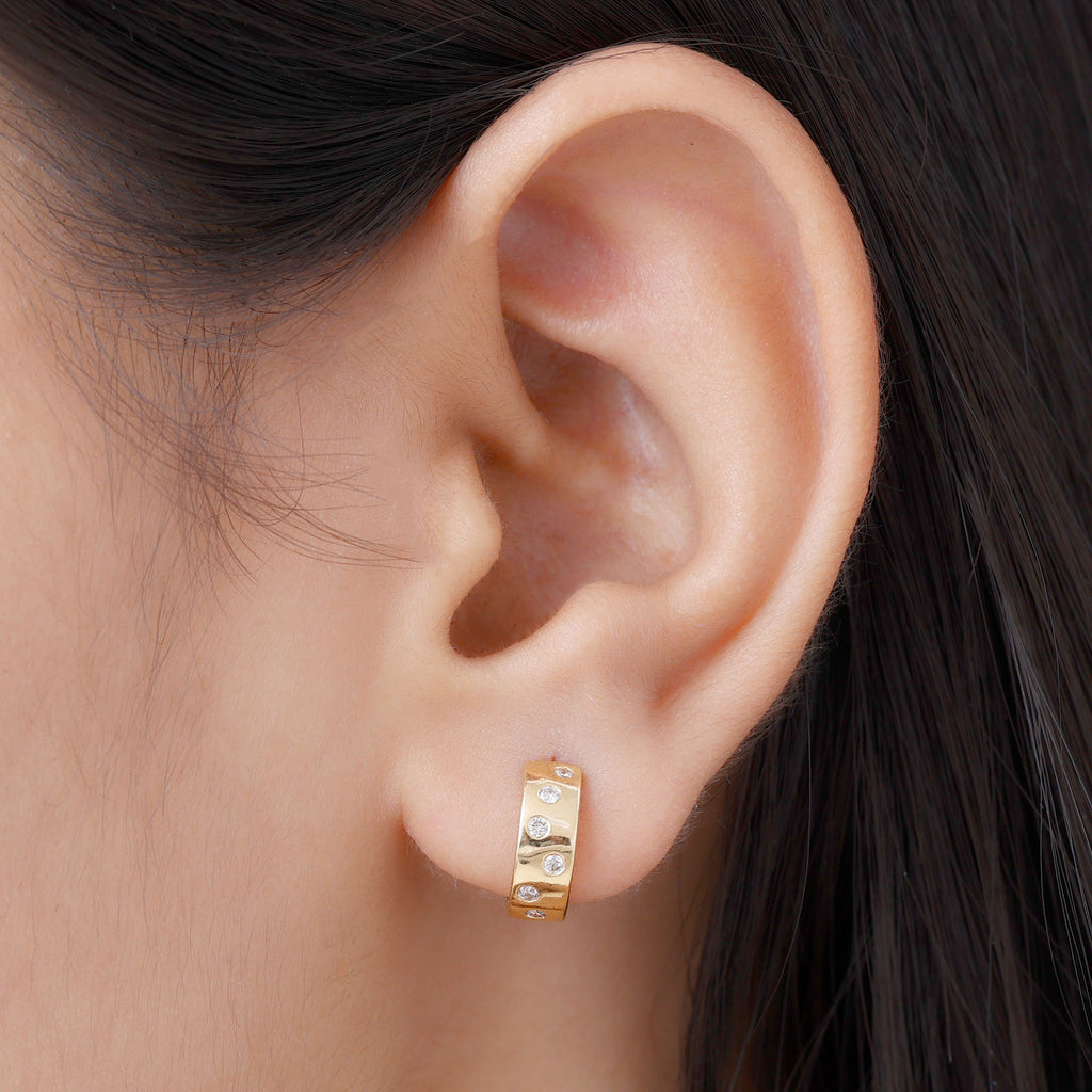 Bezel Set Round Shape Solitaire Moissanite Stud Earrings Moissanite - ( D-VS1 ) - Color and Clarity - Rosec Jewels