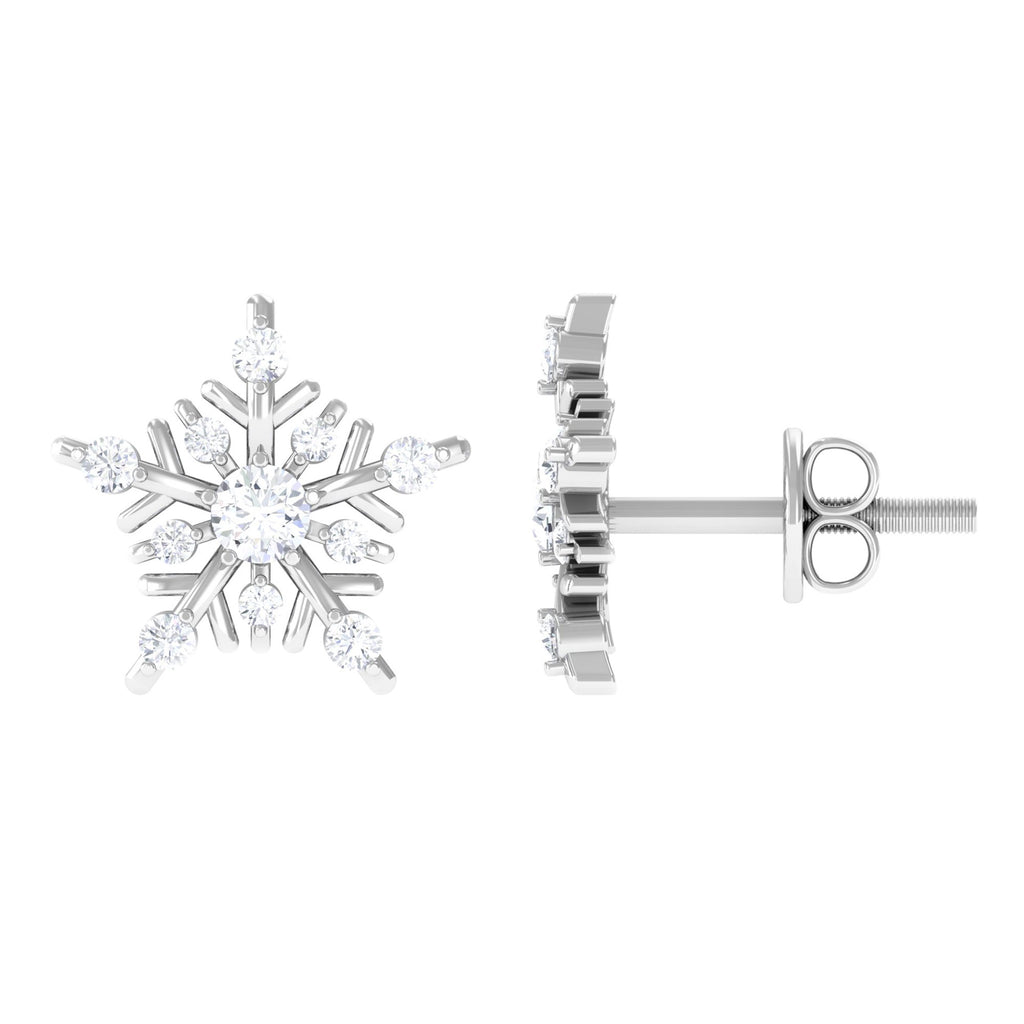 1/2 CT Classic Moissanite Snowflake Stud Earrings Moissanite - ( D-VS1 ) - Color and Clarity - Rosec Jewels