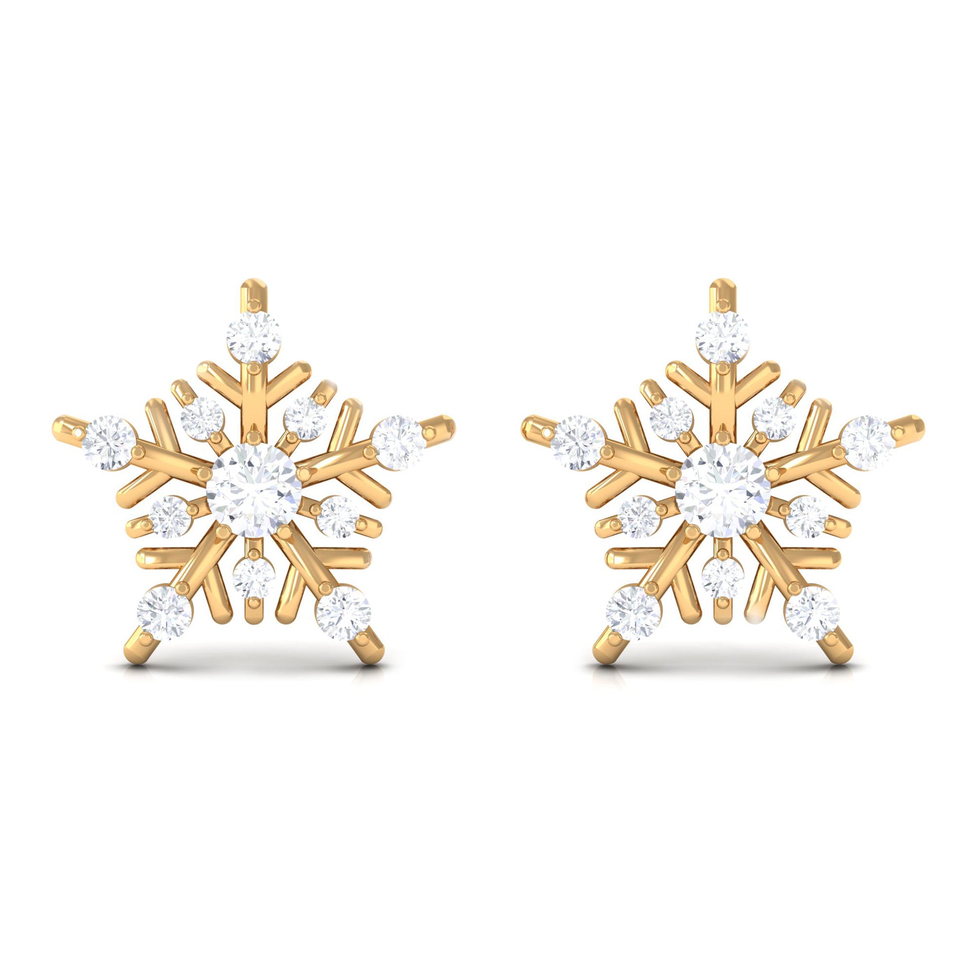 1/2 CT Classic Moissanite Snowflake Stud Earrings Moissanite - ( D-VS1 ) - Color and Clarity - Rosec Jewels