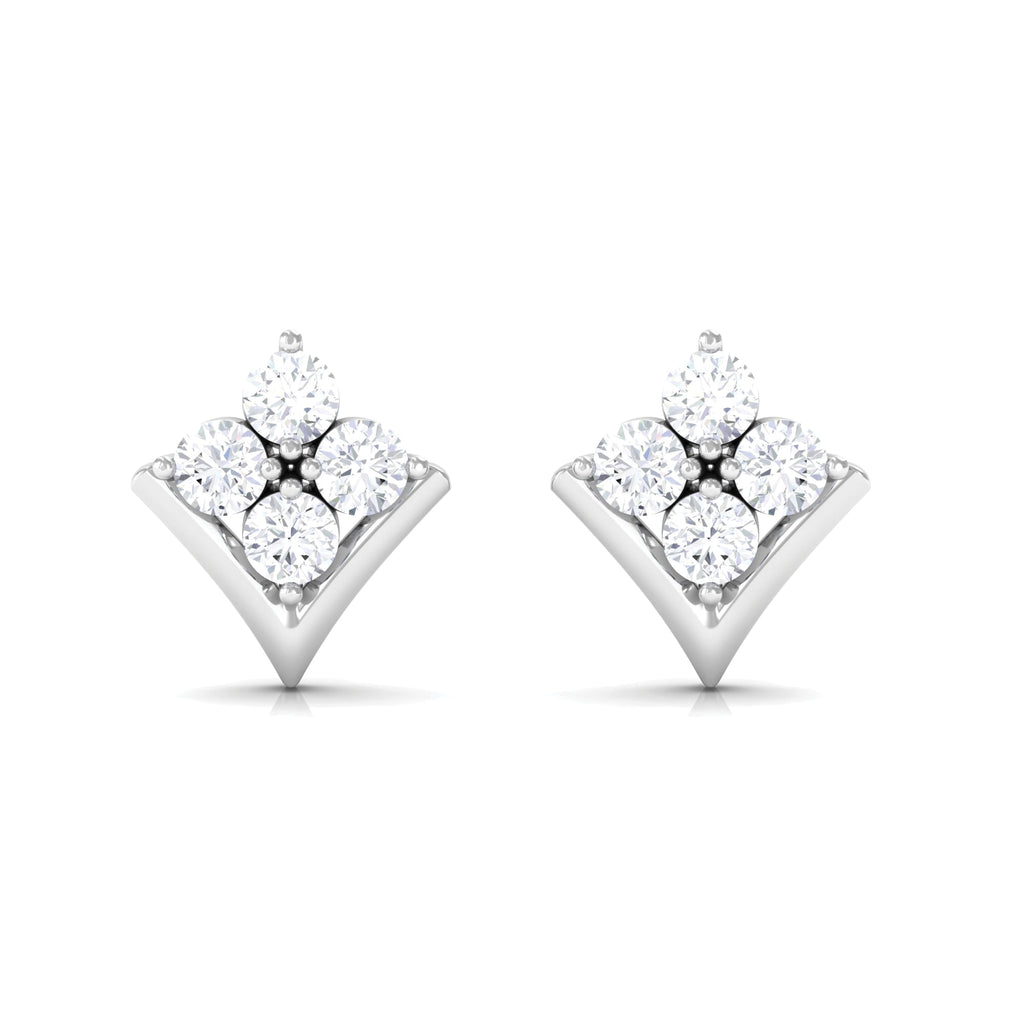 0.5 CT Certified Moissanite Flower Stud Earrings in Gold Moissanite - ( D-VS1 ) - Color and Clarity - Rosec Jewels