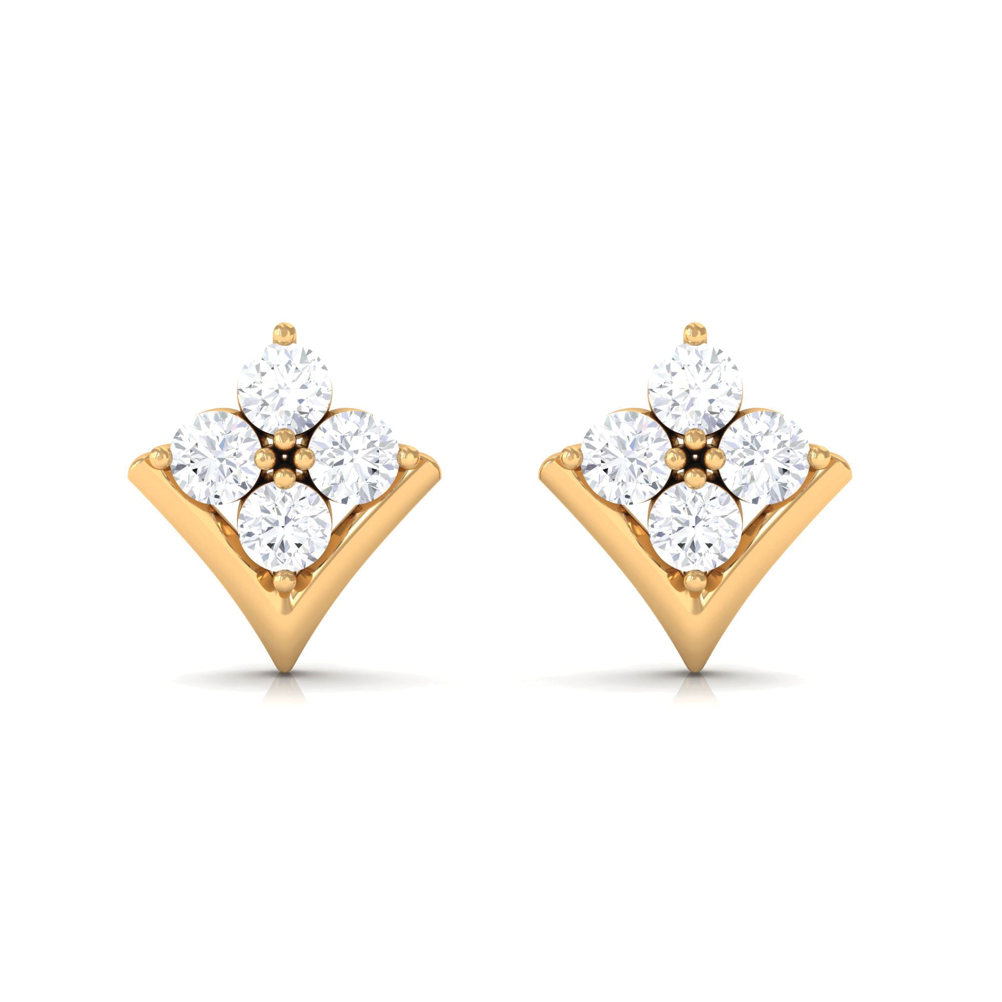 0.5 CT Certified Moissanite Flower Stud Earrings in Gold Moissanite - ( D-VS1 ) - Color and Clarity - Rosec Jewels