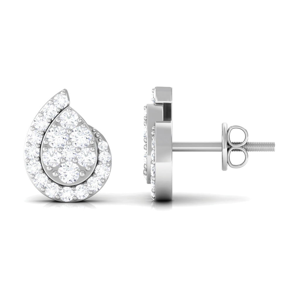 0.75 CT Real Diamond Designer Teardrop Stud Earrings Diamond - ( HI-SI ) - Color and Clarity - Rosec Jewels