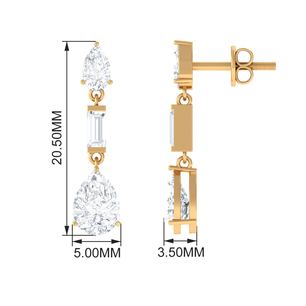 2.25 CT Certified Moissanite Minimal Dangle Earrings Moissanite - ( D-VS1 ) - Color and Clarity - Rosec Jewels