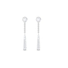 0.50 CT Certified Moissanite Chain Dangle Earrings Moissanite - ( D-VS1 ) - Color and Clarity - Rosec Jewels