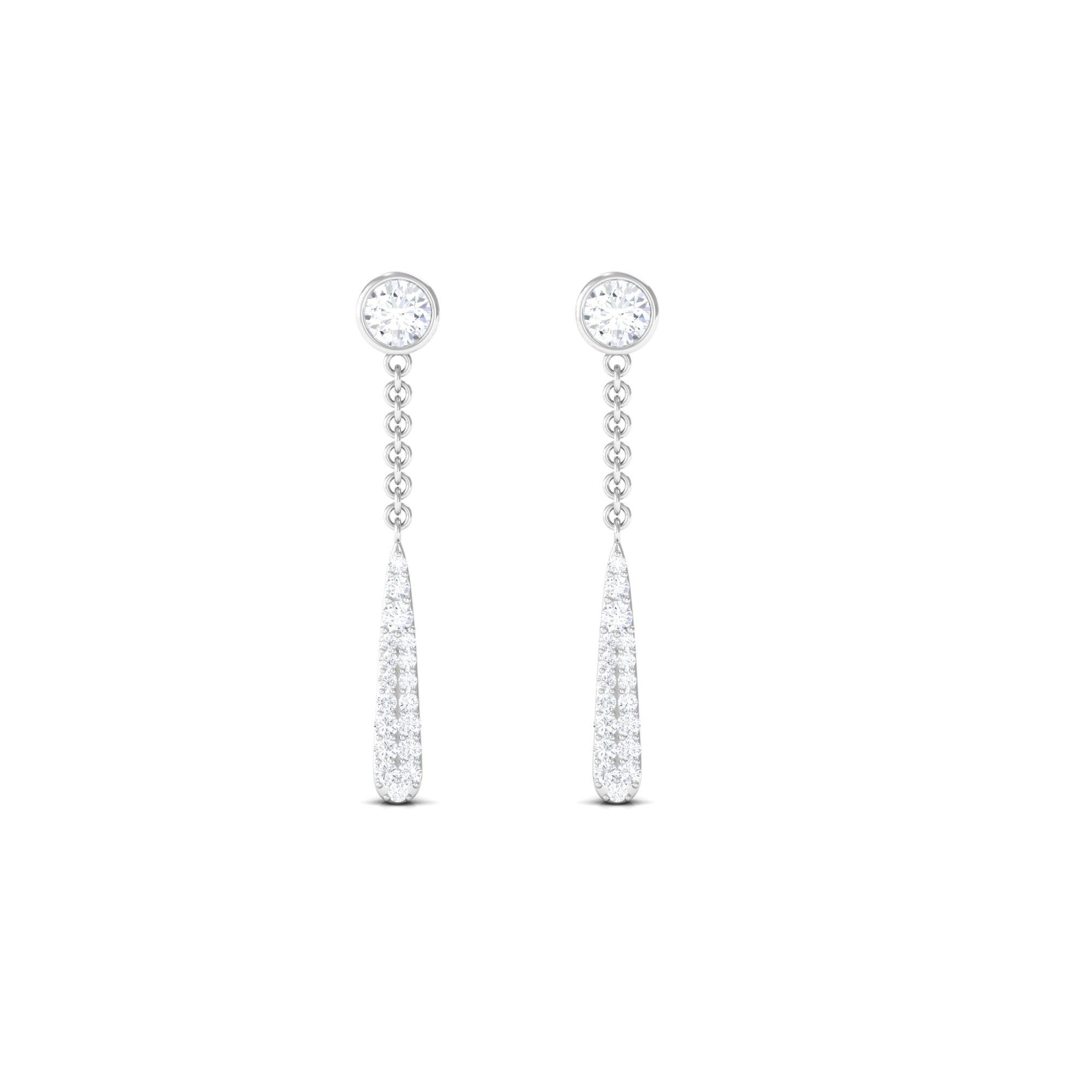 0.50 CT Certified Moissanite Chain Dangle Earrings Moissanite - ( D-VS1 ) - Color and Clarity - Rosec Jewels