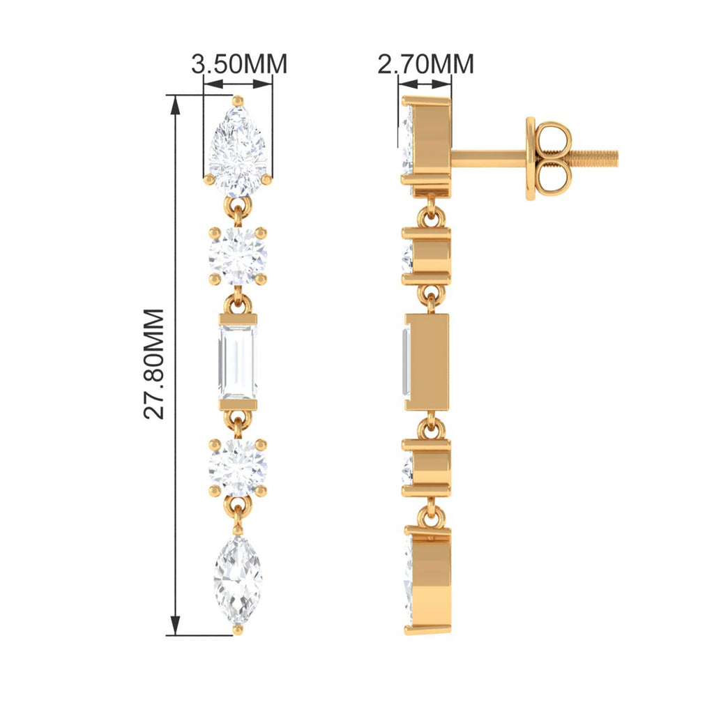 1.50 CT Moissanite Minimal Dangle Earrings Moissanite - ( D-VS1 ) - Color and Clarity - Rosec Jewels
