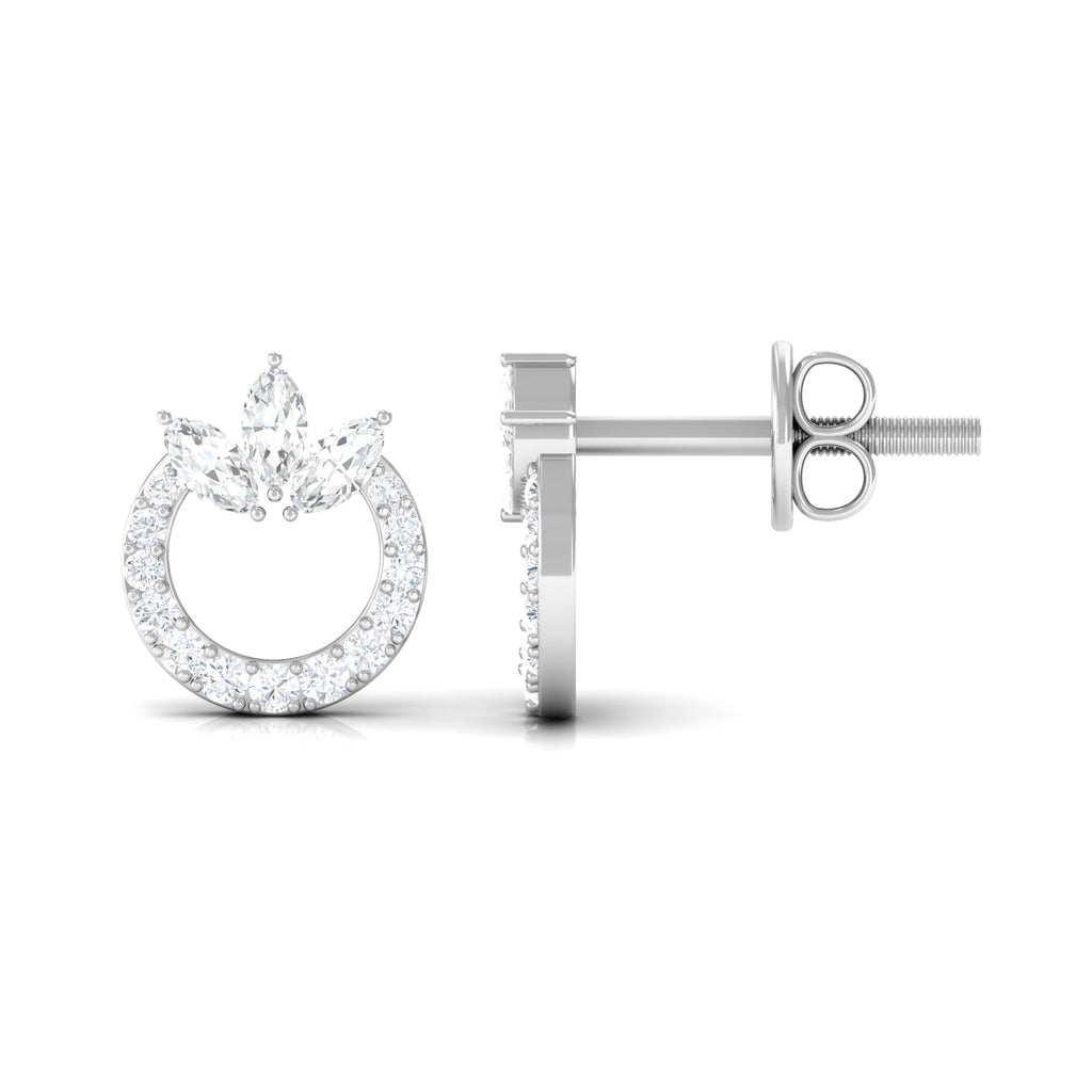1/4 CT Marquise and Round Shape Zircon Eternity Stud Earrings Zircon - ( AAAA ) - Quality - Rosec Jewels