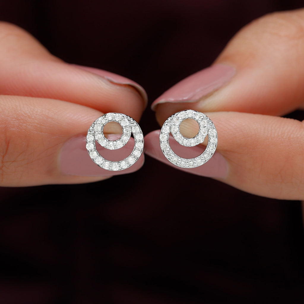 1 CT Cubic Zirconia Geometric Stud Earrings in Gold Zircon - ( AAAA ) - Quality - Rosec Jewels