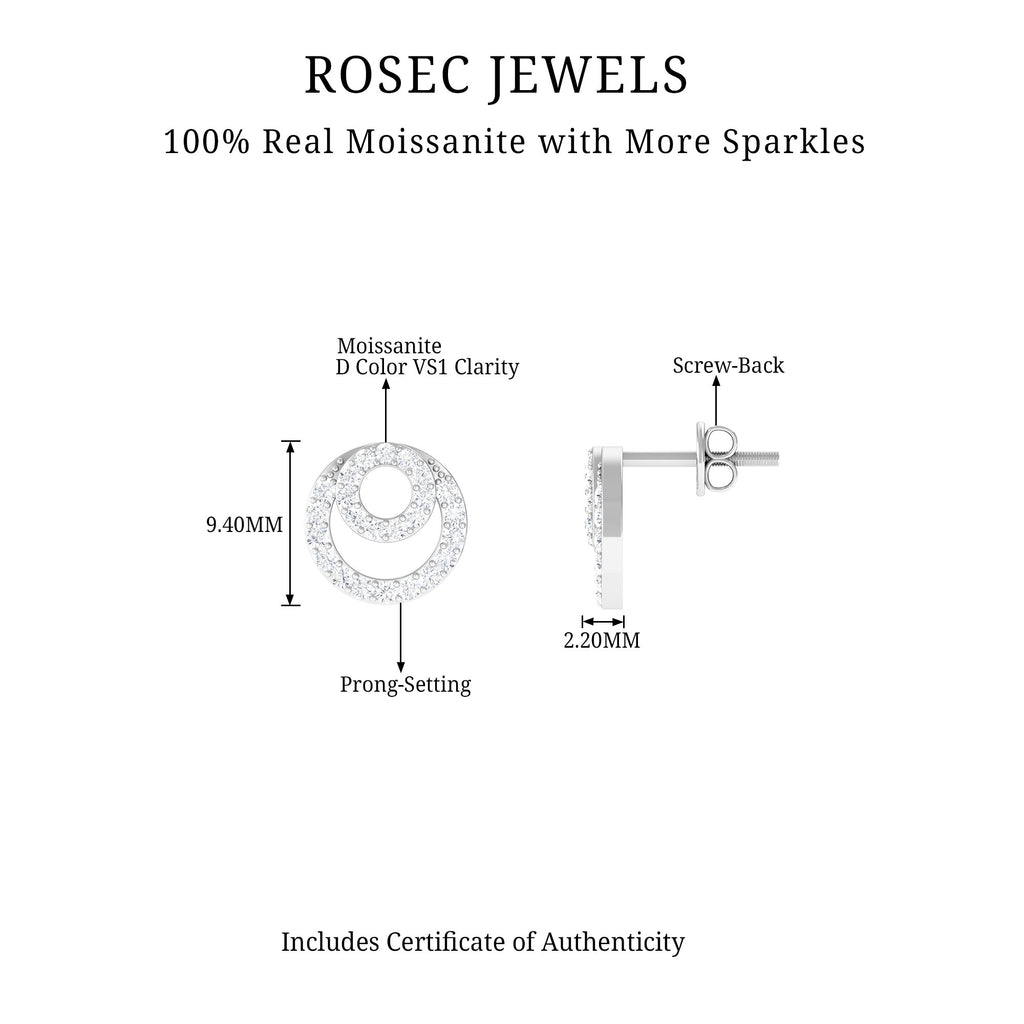 0.50 CT Certified Moissanite Circle Stud Earrings Moissanite - ( D-VS1 ) - Color and Clarity - Rosec Jewels