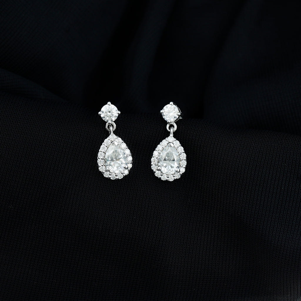 2.50 CT Moissanite Teardrop Bridal Dangle Earrings in Prong Setting Moissanite - ( D-VS1 ) - Color and Clarity - Rosec Jewels