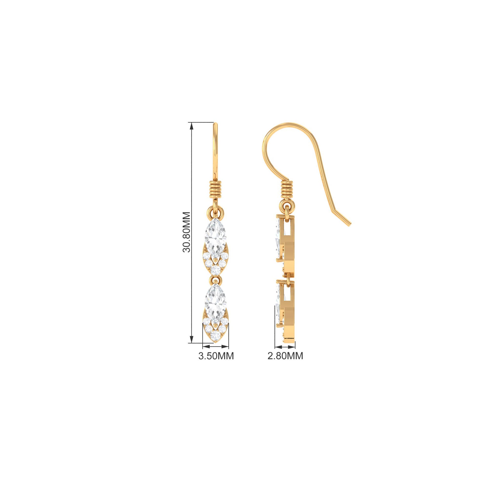 1.50 CT Zircon Minimal Dangle Earrings in Gold Zircon - ( AAAA ) - Quality - Rosec Jewels