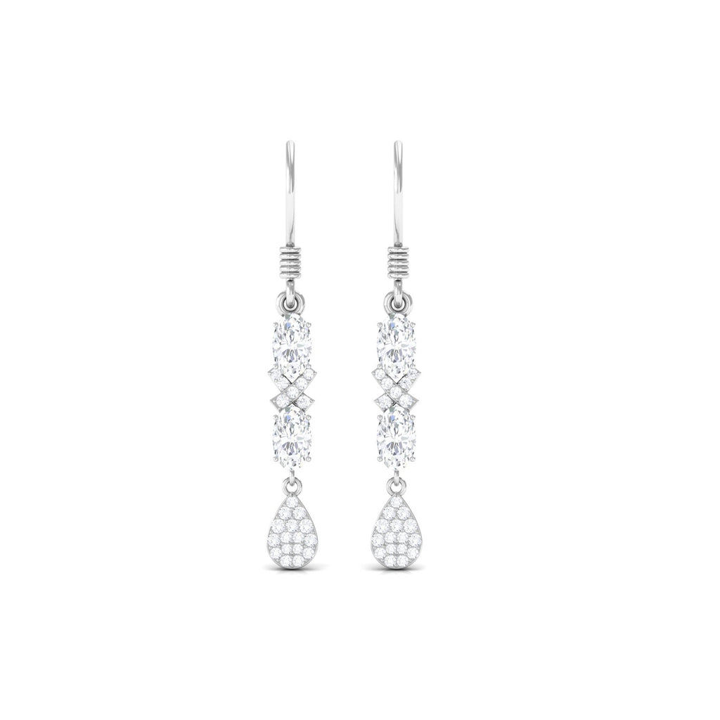 1.5 CT Round and Oval Cut Moissanite Dangle Earrings Moissanite - ( D-VS1 ) - Color and Clarity - Rosec Jewels