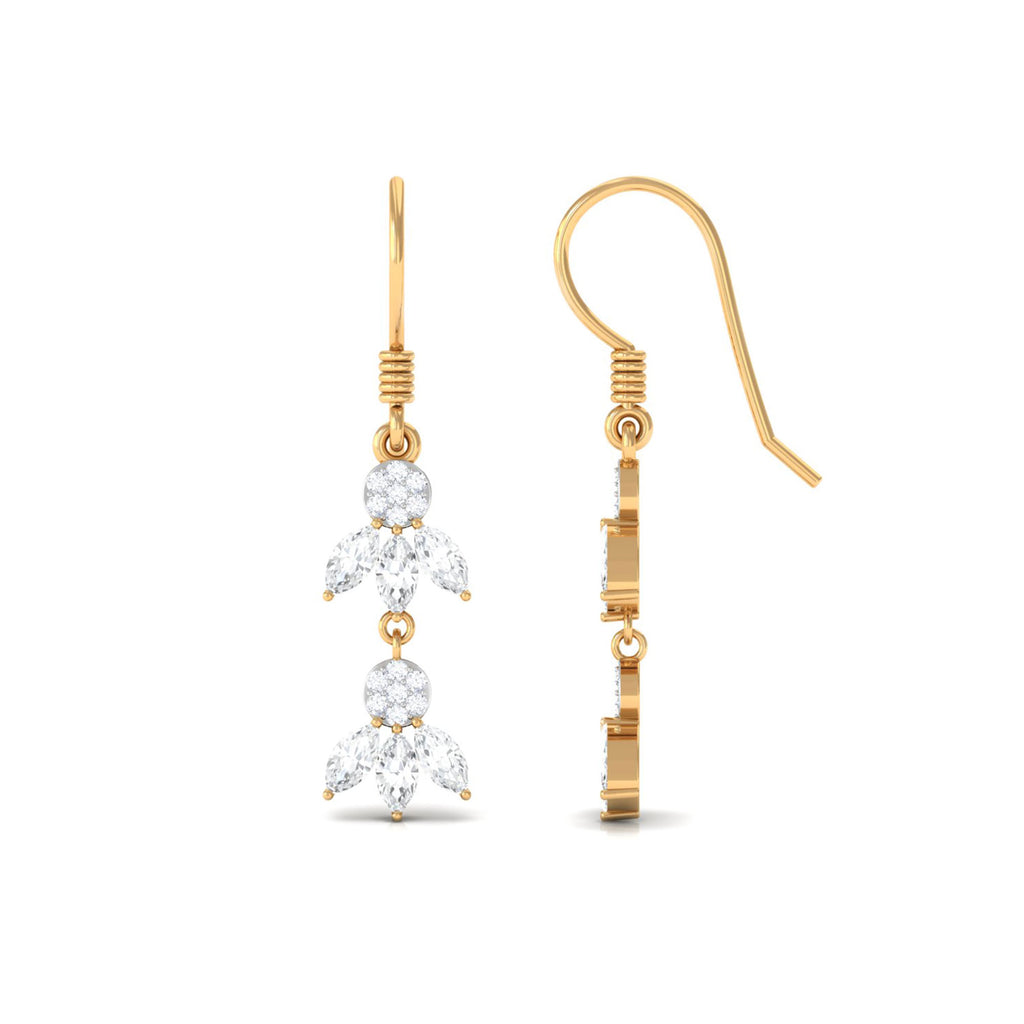 1.75 CT Nature Inspired Zircon Dangle Earrings in Gold Zircon - ( AAAA ) - Quality - Rosec Jewels