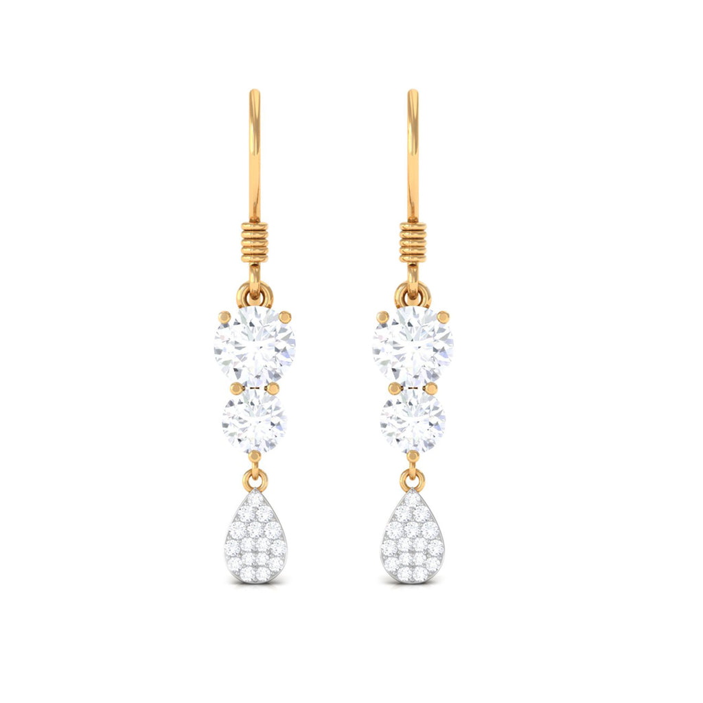 1.75 CT Moissanite Minimal Dangle Earrings in Gold Moissanite - ( D-VS1 ) - Color and Clarity - Rosec Jewels