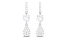 1 CT Round Cut Moissanite Classic Dangle Drop Earrings Moissanite - ( D-VS1 ) - Color and Clarity - Rosec Jewels