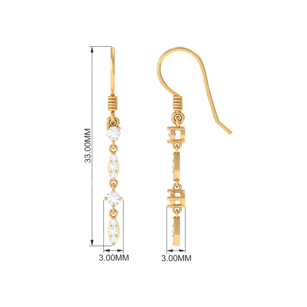 1/2 CT Simple Zircon Dangle Earrings in Prong Setting Zircon - ( AAAA ) - Quality - Rosec Jewels