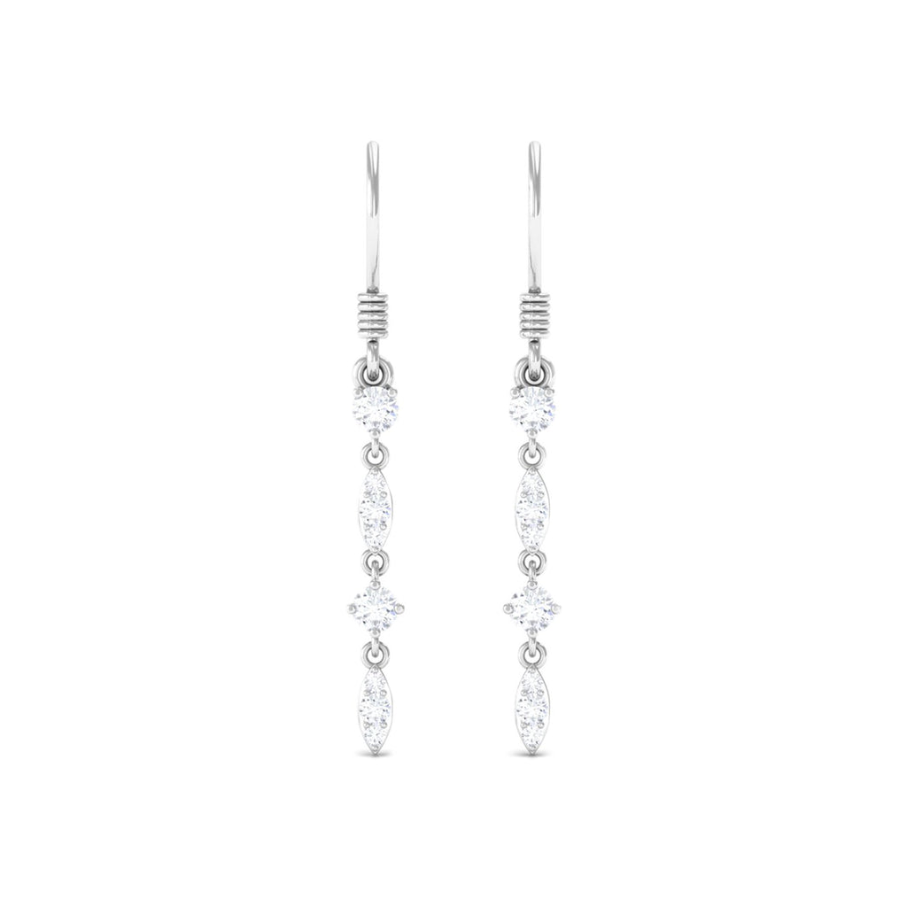 1/2 CT Simple Zircon Dangle Earrings in Prong Setting Zircon - ( AAAA ) - Quality - Rosec Jewels