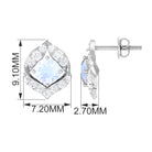 Dainty Moonstone and Diamond Petal Stud Earrings Moonstone - ( AAA ) - Quality - Rosec Jewels