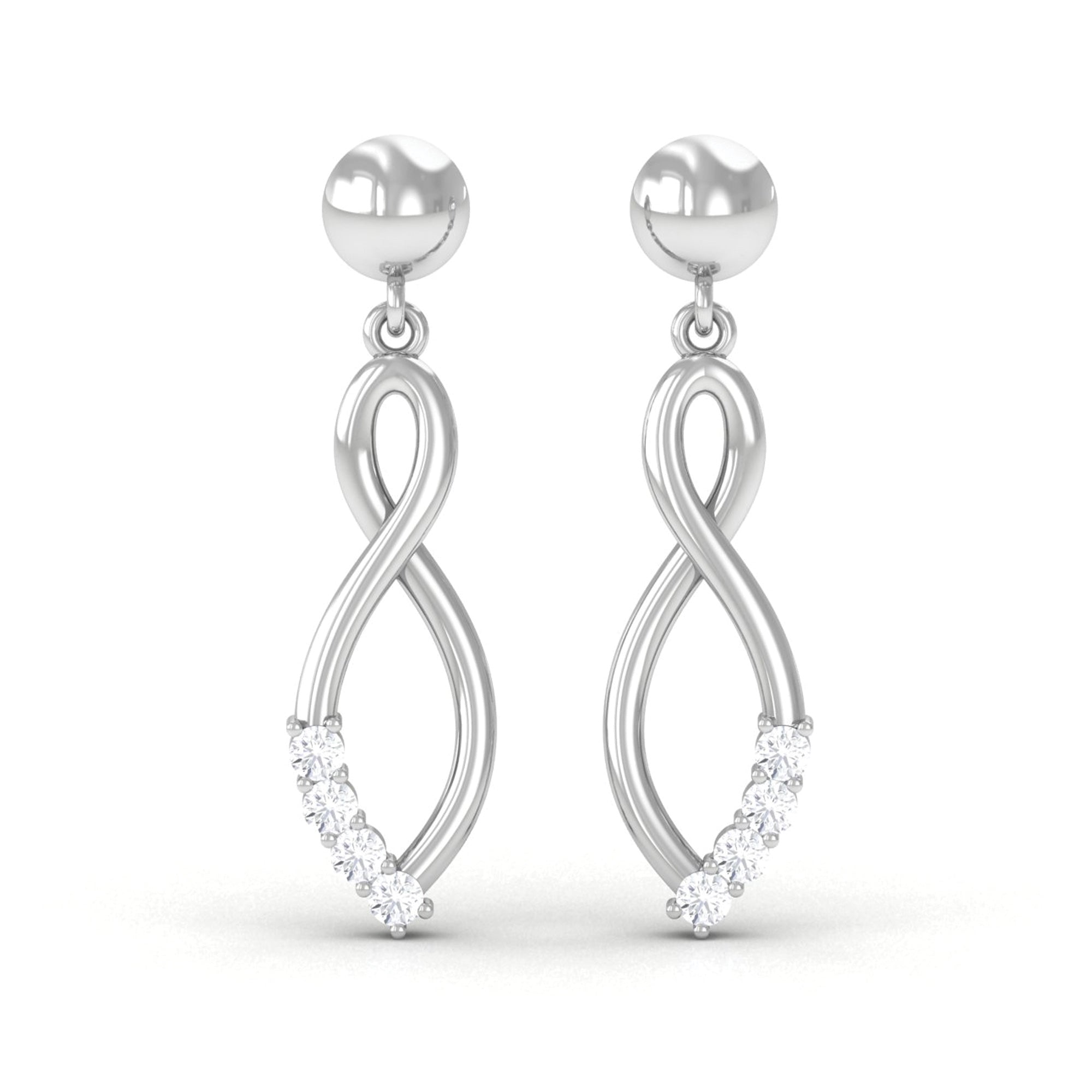 Minimal Moissanite Infinity Dangle Stud Earrings Moissanite - ( D-VS1 ) - Color and Clarity - Rosec Jewels