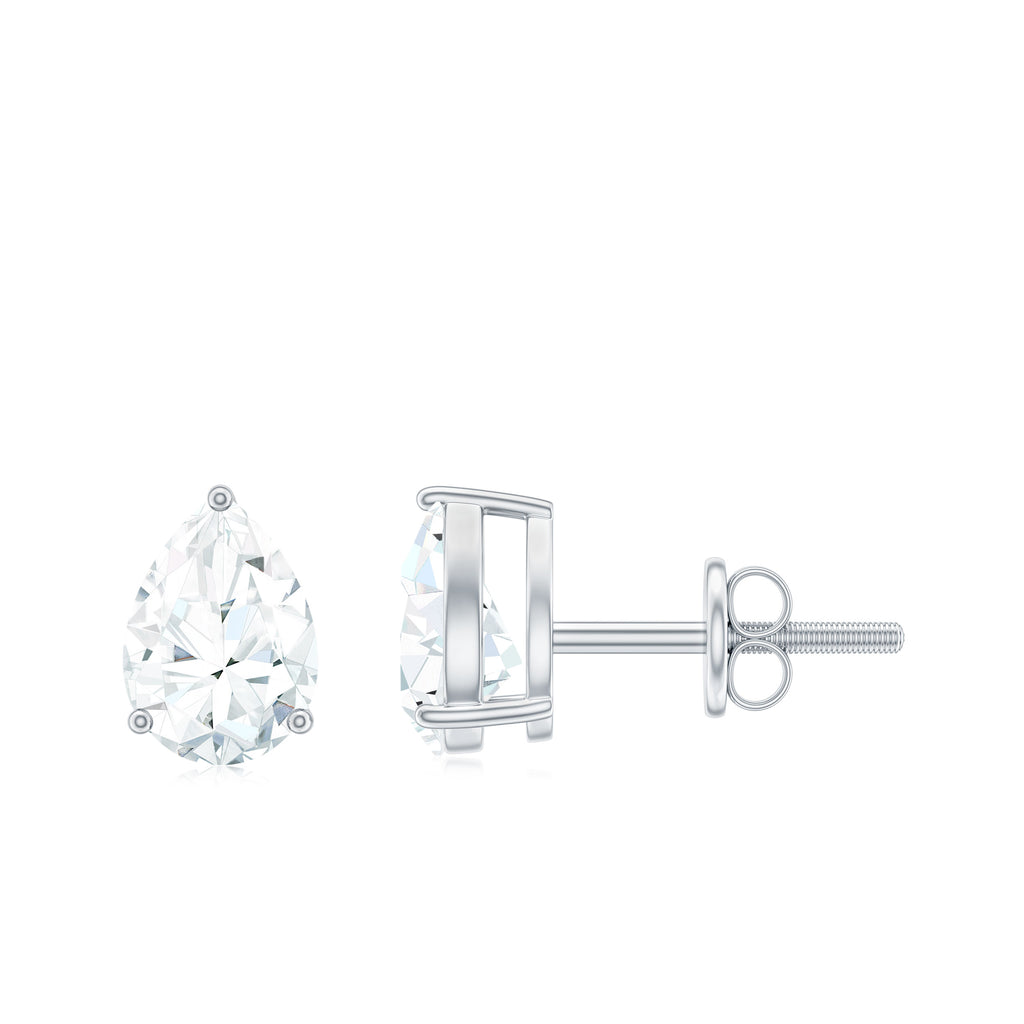Pear Shape Lab Grown Diamond Solitaire Stud Earrings Lab Grown Diamond - ( EF-VS ) - Color and Clarity - Rosec Jewels