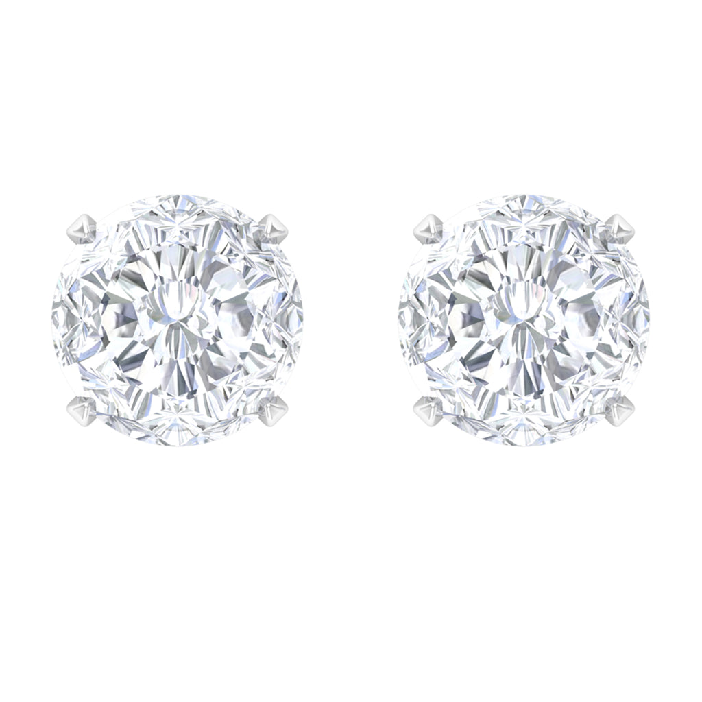 Lab Grown Diamond Solitaire Stud Earrings with Screw Back Lab Grown Diamond - ( EF-VS ) - Color and Clarity - Rosec Jewels