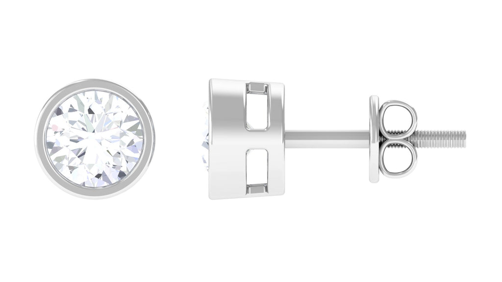 Simple Solitaire Stud Earrings with Lab Grown Diamond