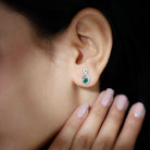 Minimal Emerald and Diamond Infinity Stud Earrings Emerald - ( AAA ) - Quality - Rosec Jewels