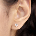 Cute Heart Paw Stud Earrings with Real Diamond Diamond - ( HI-SI ) - Color and Clarity - Rosec Jewels