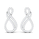 Minimal Diamond Stud Earrings in Pave Setting Diamond - ( HI-SI ) - Color and Clarity - Rosec Jewels