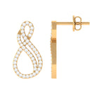 Minimal Diamond Stud Earrings in Pave Setting Diamond - ( HI-SI ) - Color and Clarity - Rosec Jewels