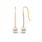 Freshwater Pearl and Diamond Drop Earrings with Fish Hook Closure Freshwater Pearl - ( AAA ) - Quality - Rosec Jewels