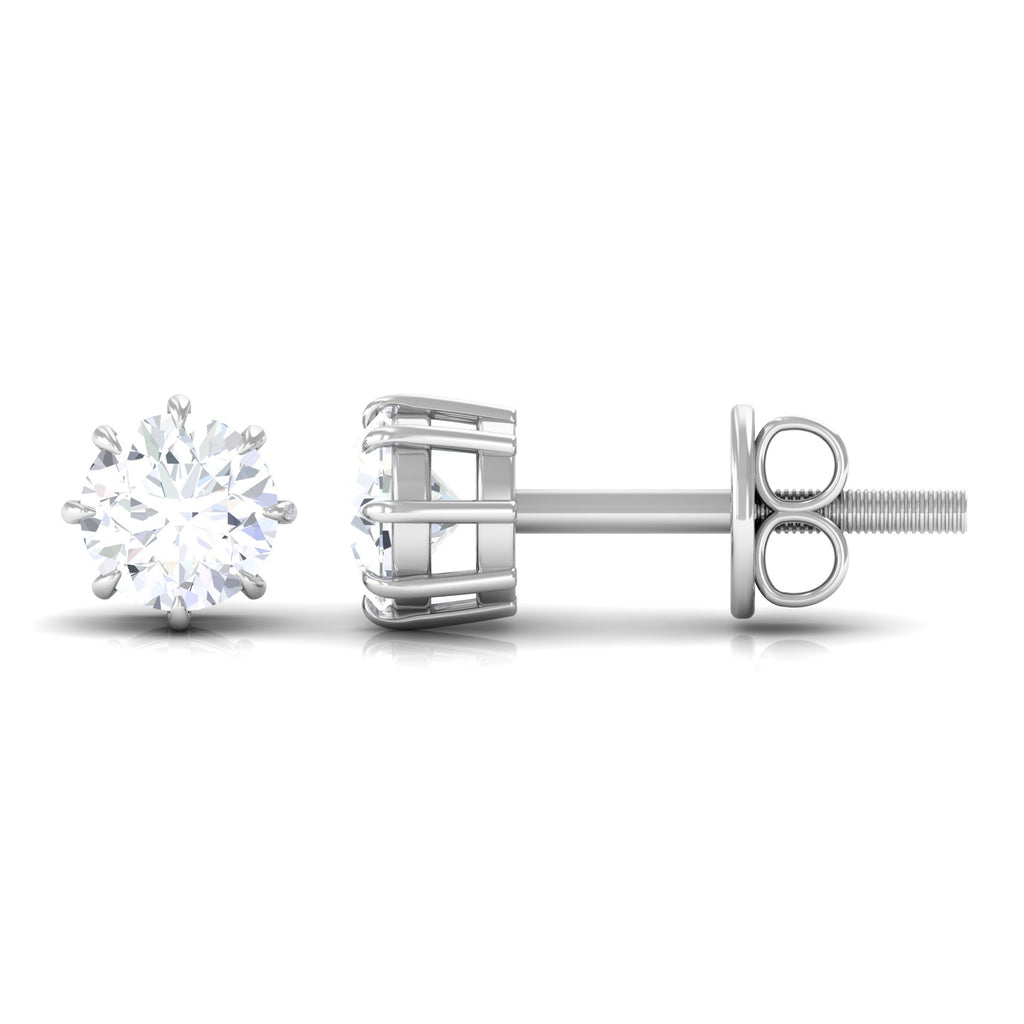 4 MM Natural Diamond Solitaire Stud Earrings in 8 Claw Prong Setting Diamond - ( HI-SI ) - Color and Clarity - Rosec Jewels