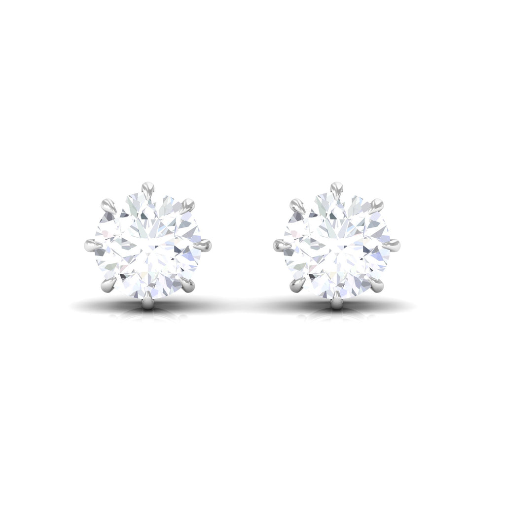 4 MM Natural Diamond Solitaire Stud Earrings in 8 Claw Prong Setting Diamond - ( HI-SI ) - Color and Clarity - Rosec Jewels