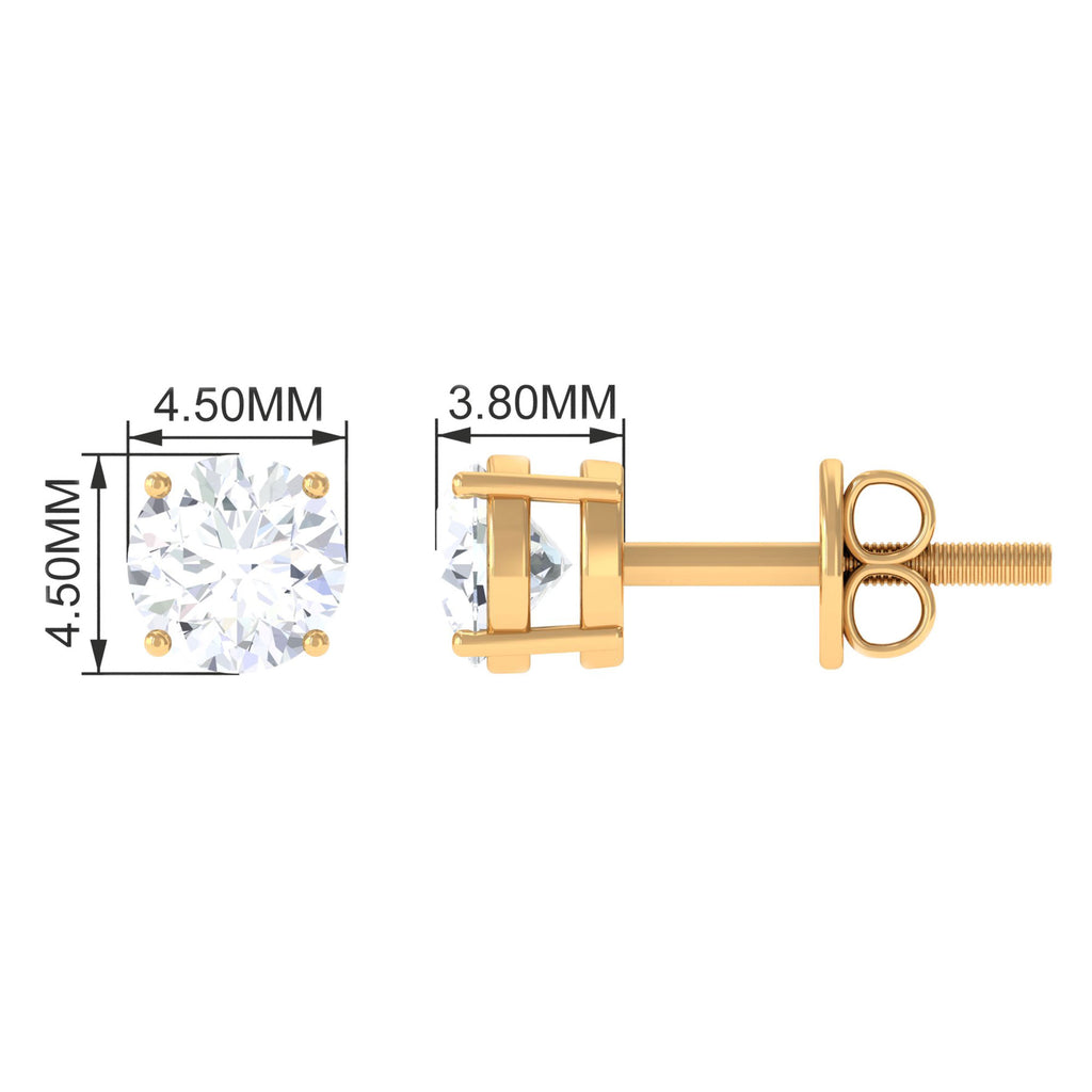 4.50 MM Certified Zircon Solitaire Stud Earrings Zircon - ( AAAA ) - Quality - Rosec Jewels