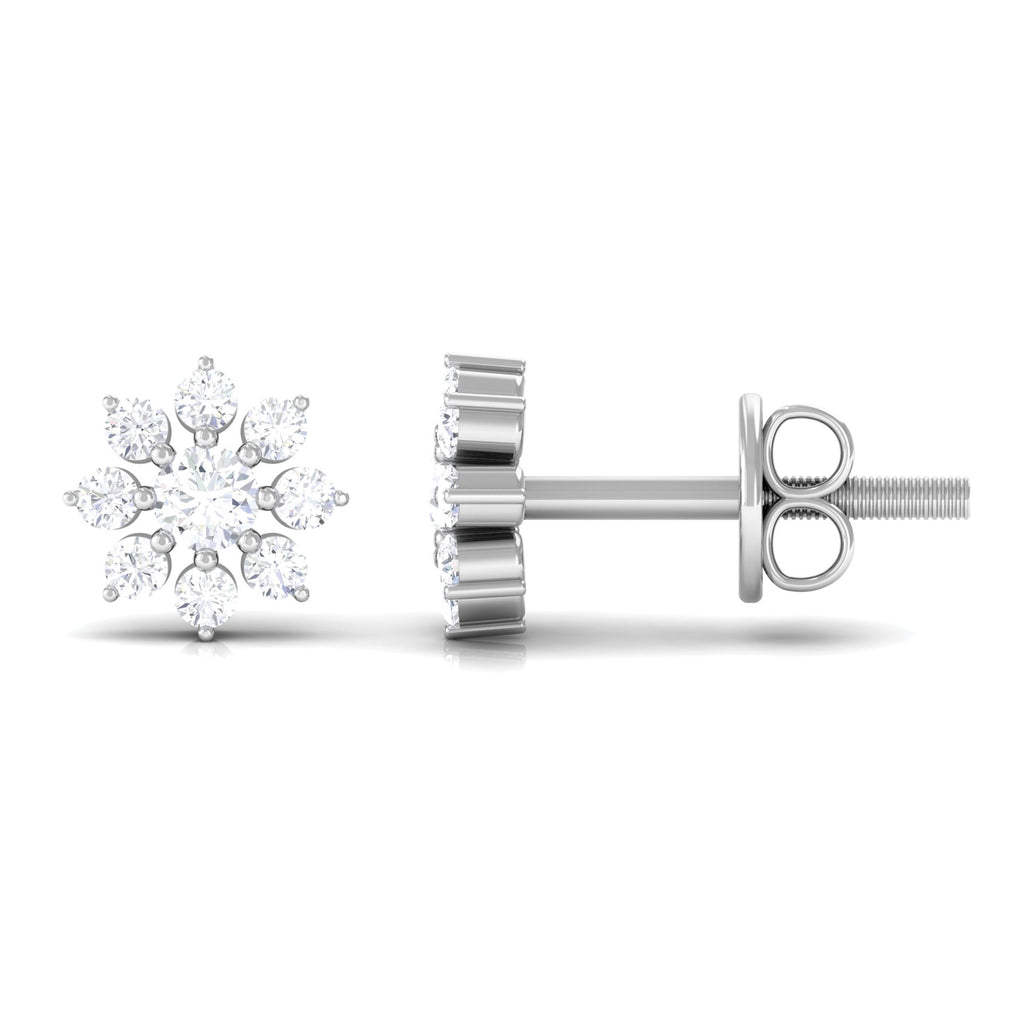 1/4 CT Natural Diamond Minimal Flower Stud Earrings Diamond - ( HI-SI ) - Color and Clarity - Rosec Jewels