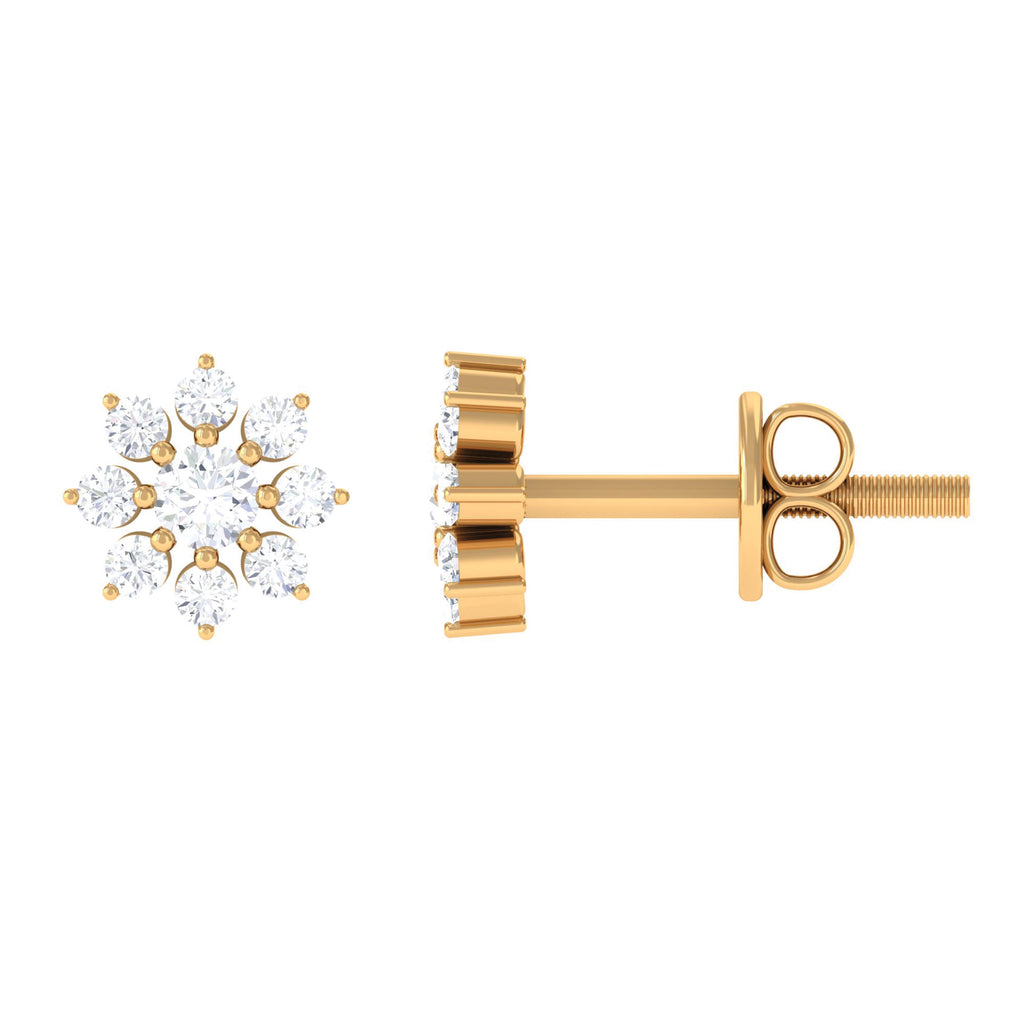 1/4 CT Natural Diamond Minimal Flower Stud Earrings Diamond - ( HI-SI ) - Color and Clarity - Rosec Jewels