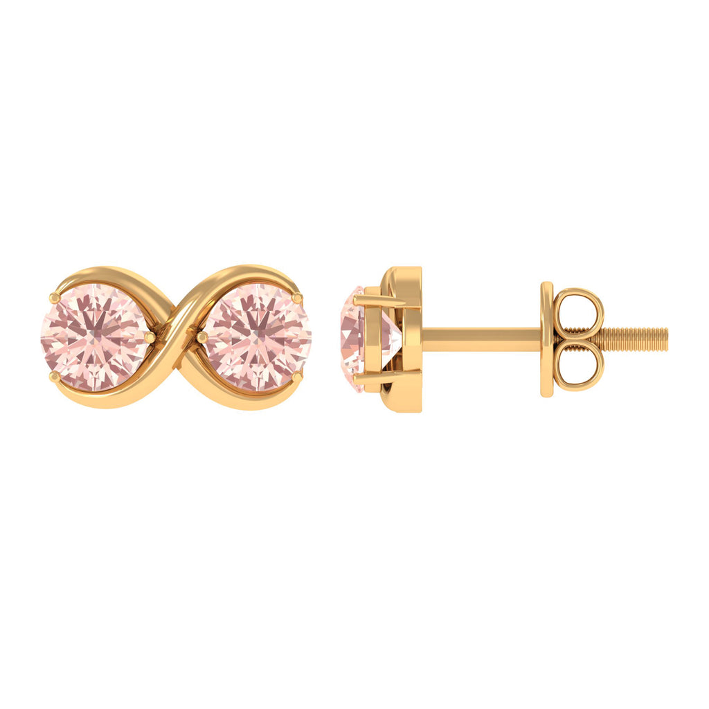 1 CT Simple Morganite Two Stone Infinity Stud Earrings Morganite - ( AAA ) - Quality - Rosec Jewels