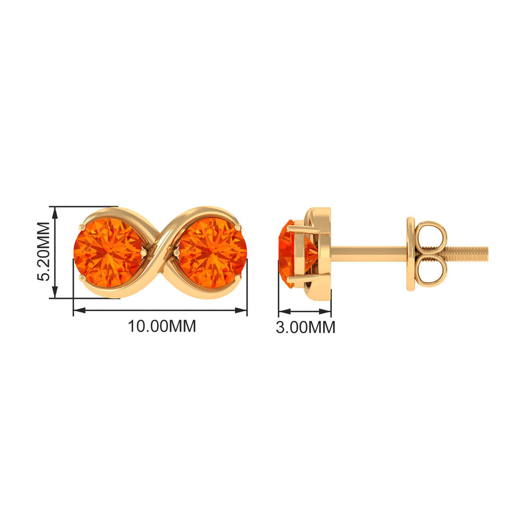1.50 CT Orange Sapphire Simple Infinity Stud Earrings for Her Orange Sapphire - ( AAA ) - Quality - Rosec Jewels