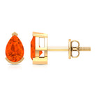 Real Fire Opal Solitaire Teardrop Stud Earrings Fire Opal - ( AAA ) - Quality - Rosec Jewels