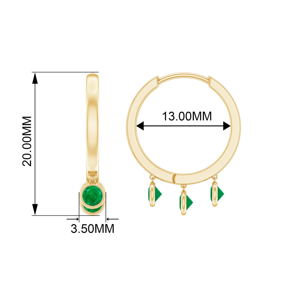Genuine Emerald Hoop Drop Earrings Emerald - ( AAA ) - Quality - Rosec Jewels