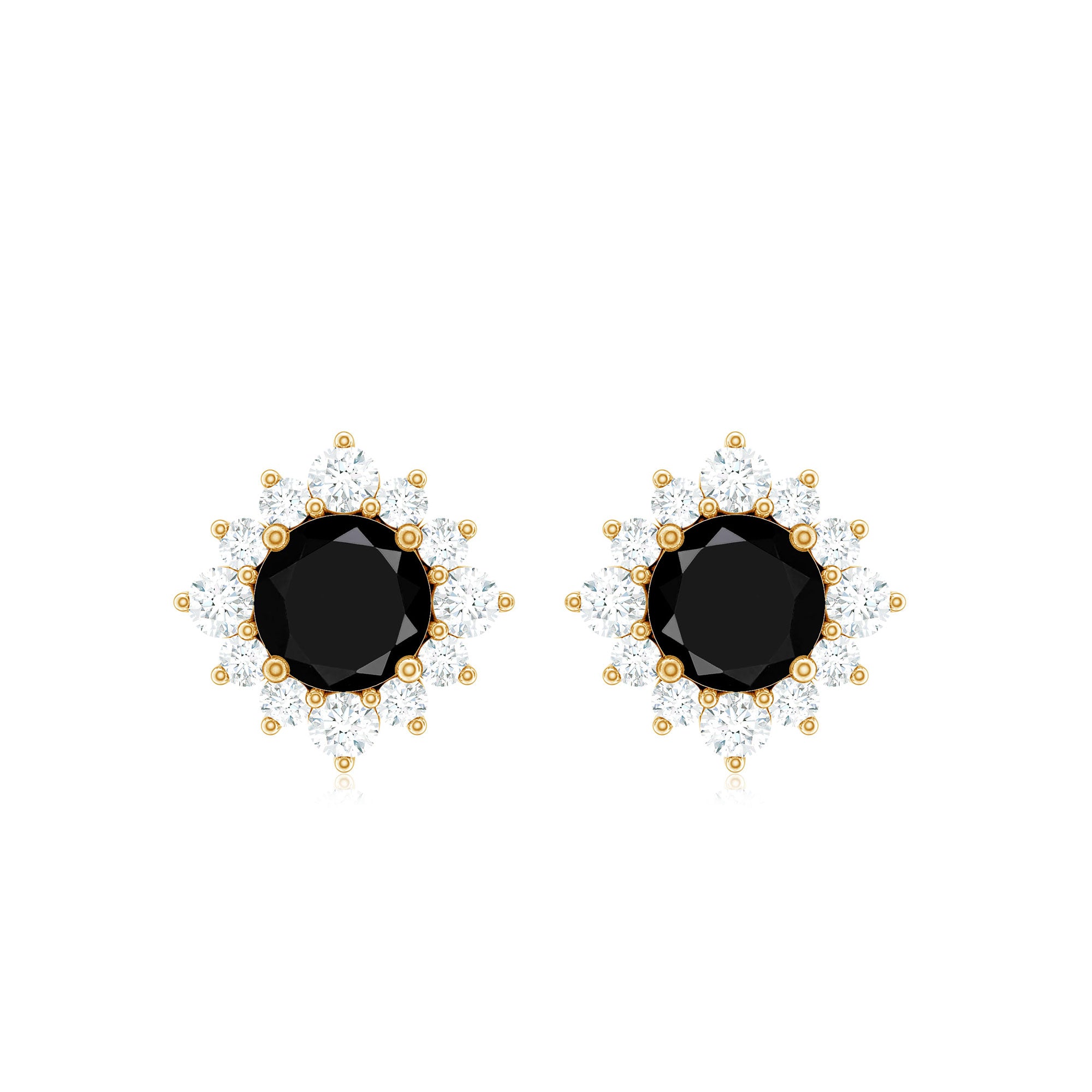 1.25 CT Black Spinel and Diamond Classic Halo Stud Earrings in Prong Setting Black Spinel - ( AAA ) - Quality - Rosec Jewels