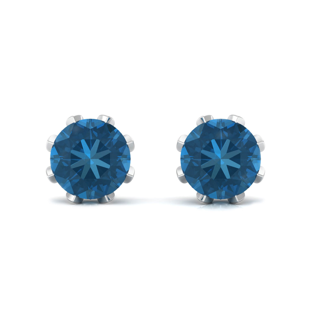 4.50 CT London Blue Topaz and Diamond Bridal Stud Earrings London Blue Topaz - ( AAA ) - Quality - Rosec Jewels