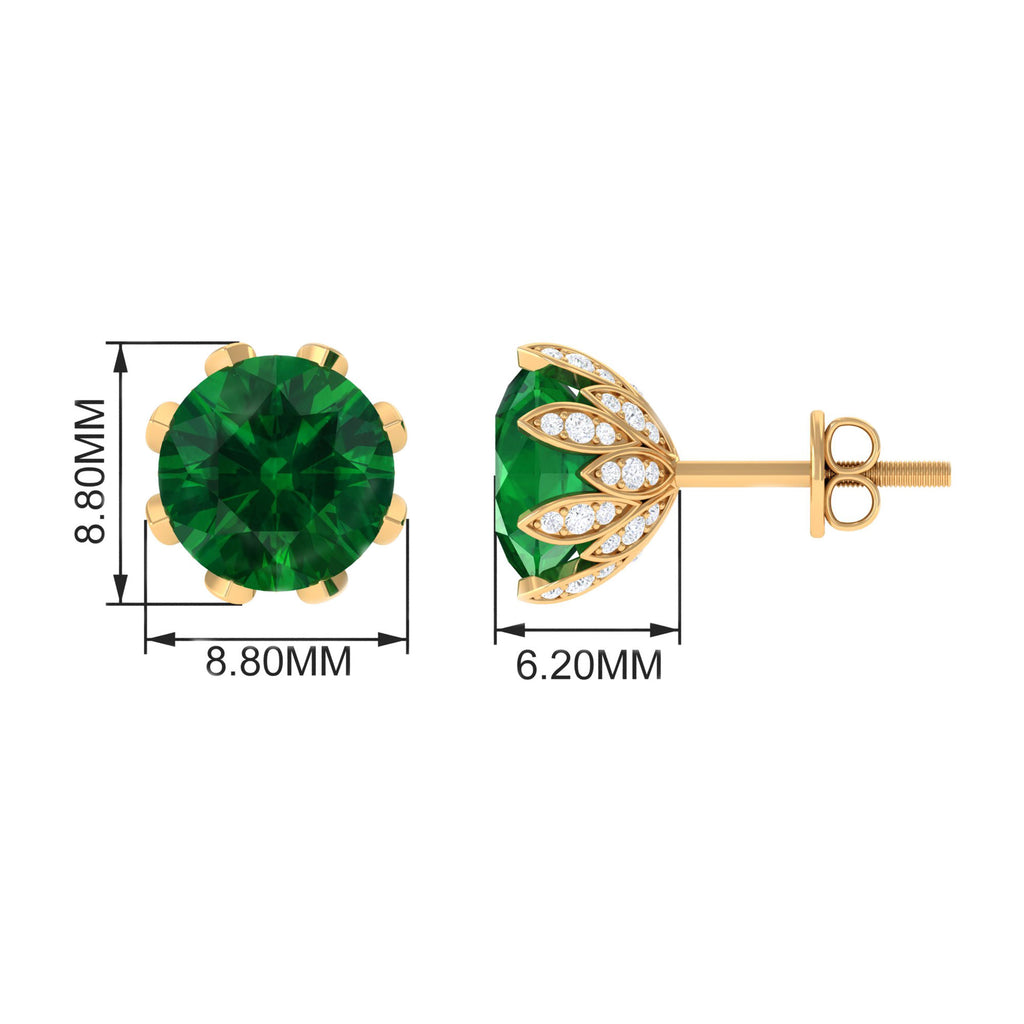 5 CT Created Emerald and Zircon Bridal Stud Earrings Lab Created Emerald - ( AAAA ) - Quality - Rosec Jewels