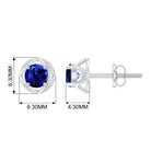 Round Cut Created Blue Sapphire Solitaire Floral Stud Earrings Lab Created Blue Sapphire - ( AAAA ) - Quality - Rosec Jewels