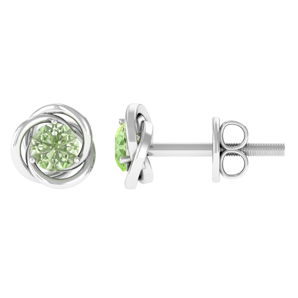 0.50 CT Round Cut Green Sapphire Swirl Solitaire Stud Earrings Green Sapphire - ( AAA ) - Quality - Rosec Jewels