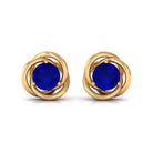 Created Blue Sapphire Solitaire Swirl Stud Earrings Lab Created Blue Sapphire - ( AAAA ) - Quality - Rosec Jewels