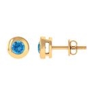 0.5 CT Bezel Set Swiss Blue Topaz Solitaire Stud Earrings Swiss Blue Topaz - ( AAA ) - Quality - Rosec Jewels