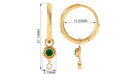 Simple Lab Grown Emerald and Diamond Drop Hoop Earrings Lab Created Emerald - ( AAAA ) - Quality - Rosec Jewels
