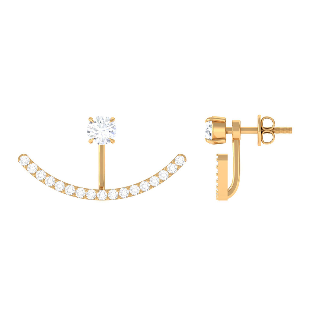 1 CT Natural Diamond Classic Gold Jacket Earrings in Prong Setting Diamond - ( HI-SI ) - Color and Clarity - Rosec Jewels